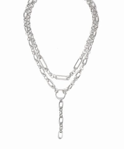 Y Chain Dual Necklace-Silver