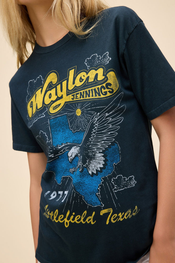 Waylon Jennings Littlefield Texas Weekend Tee-Vintage Black