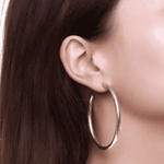 Clara Hoop Earrings 1.4" -Silver
