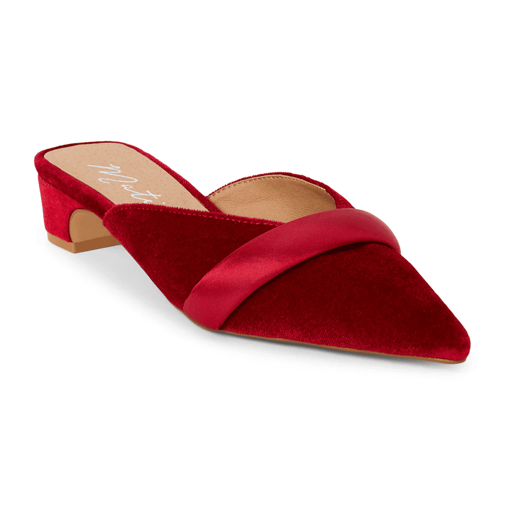 Kellan Velvet Mules-Red