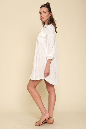 Buttondown shirt dress-White