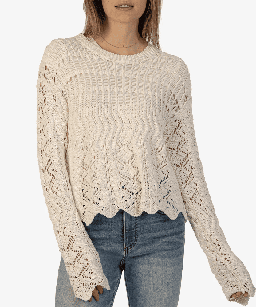 Malia Crochet Pullover Sweater-Ivory