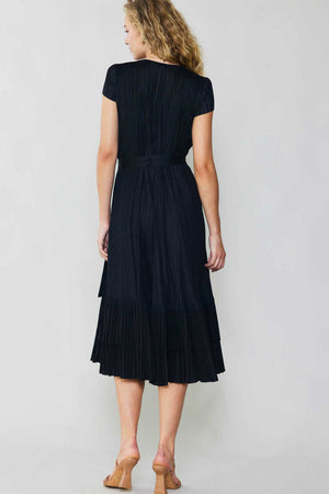 Pleated Midi Dress-Black