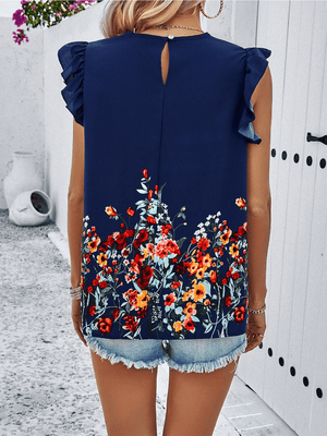 SS Floral Top-Blue