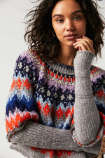 Home For The Holidays Sweater- Heather Grey Combo