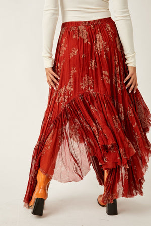 Printed Clover Skirt-Rust Combo