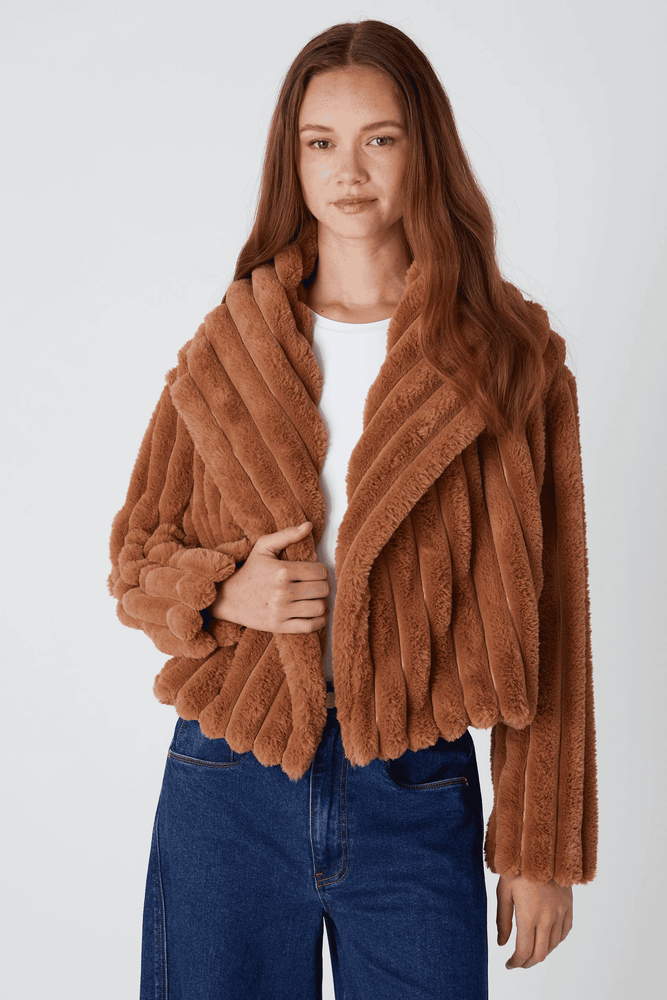 Faux Fur Cropped Jacket-Time Flies