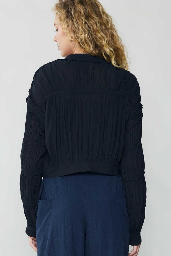 LS Shirring Detail Jacket-Black