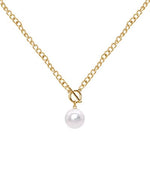 Pearl Drop Chain Necklace-Gold