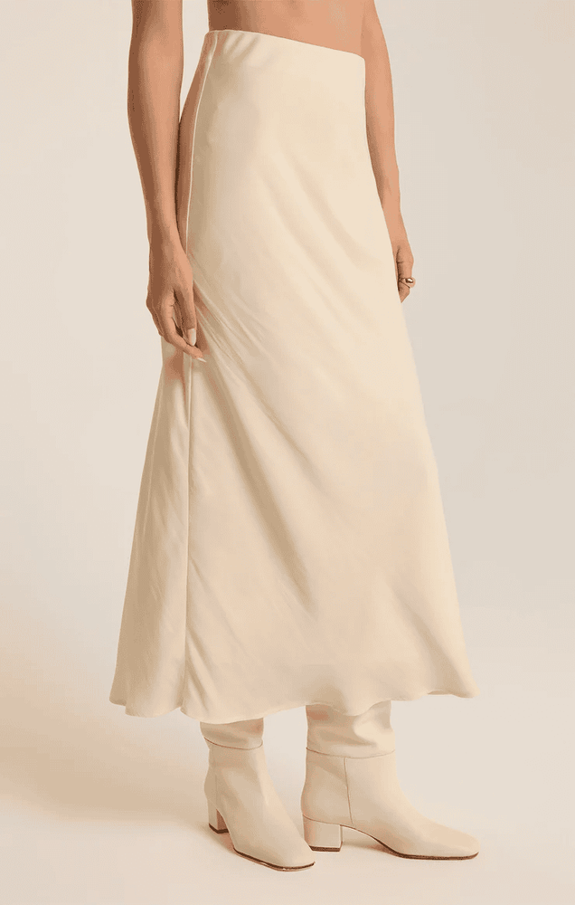 Europa Luxe Sheen Midi Skirt-Sea Salt