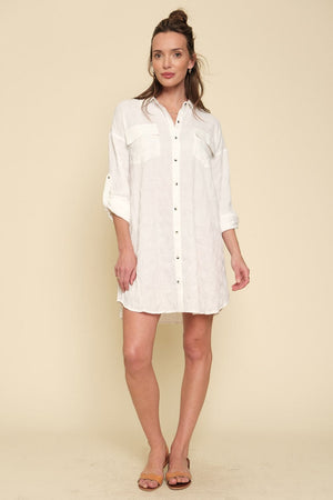 Buttondown shirt dress-White
