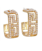 Cutout Square Hoops-Cream/Gold