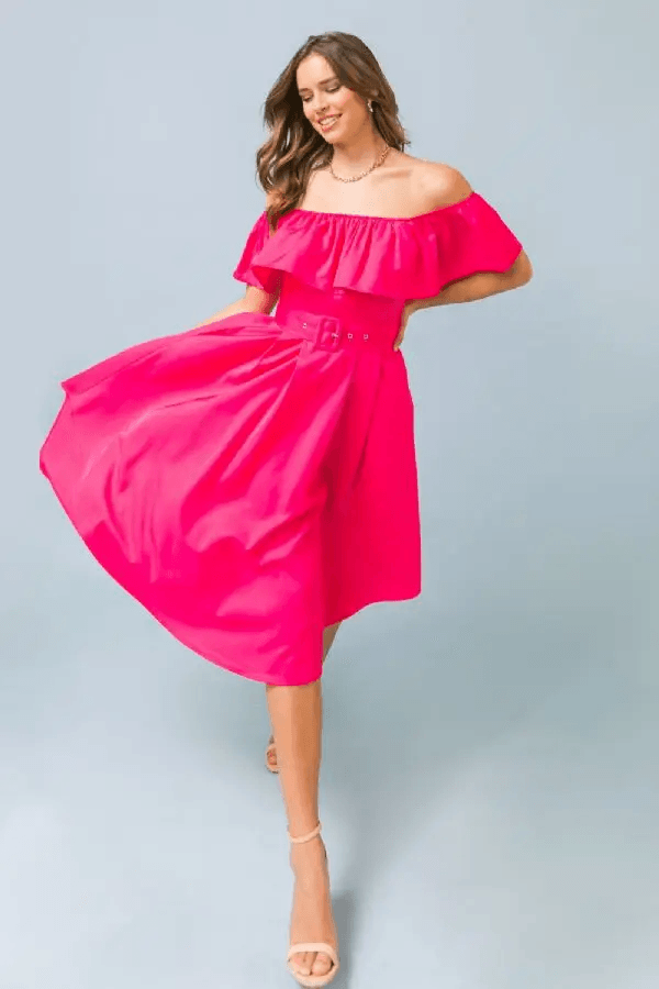 Hi Lo Dress-Fuchsia