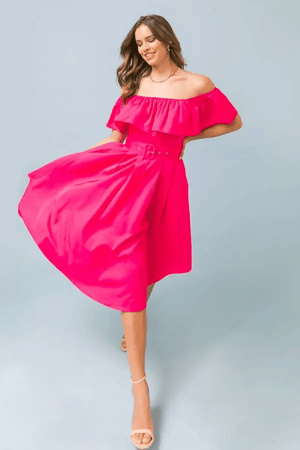Hi Lo Dress-Fuchsia