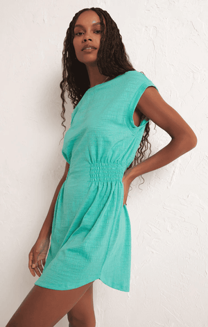 Rowan Textured Mini Dress-Cabana Green