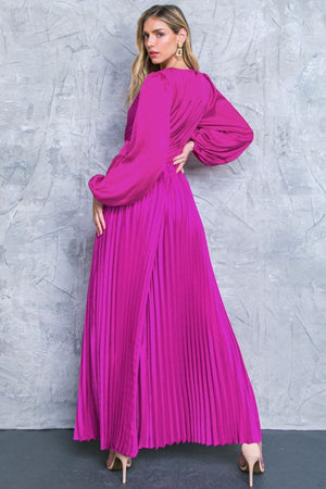 Solid Satin Jumpsuit- Fuchsia