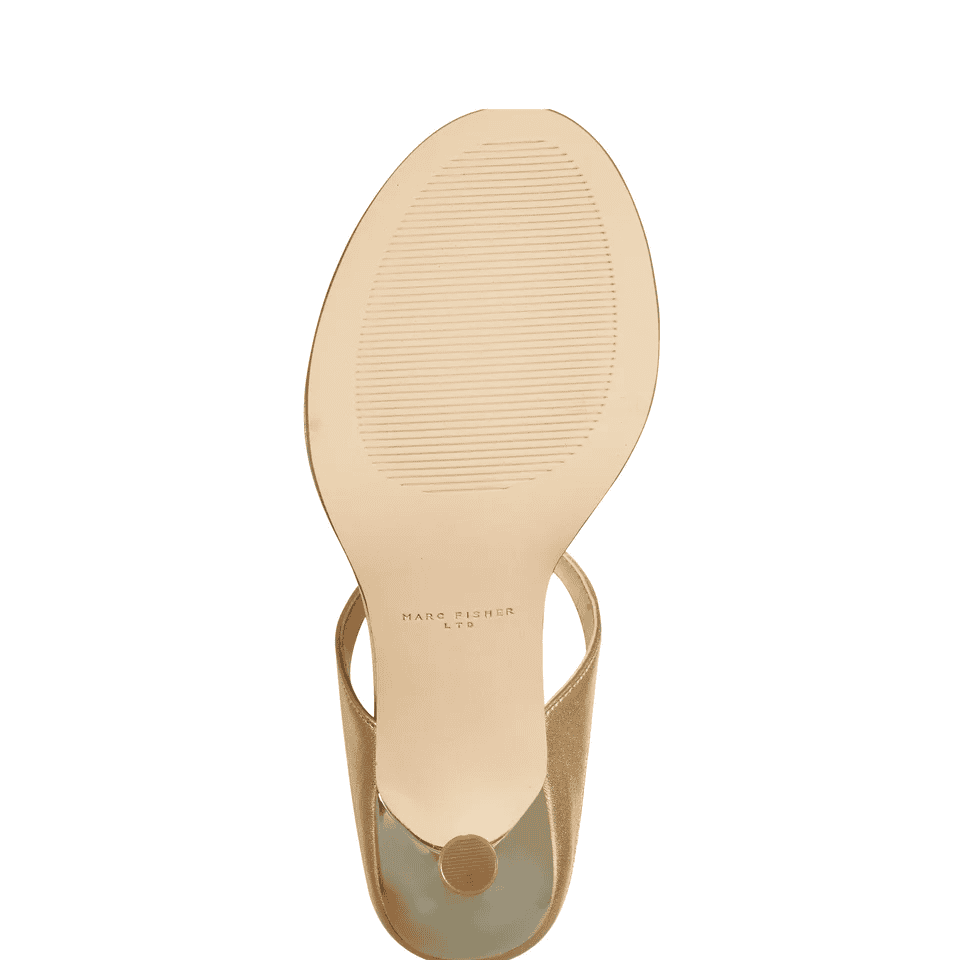 Alonde Heeled Slide Sandal-Gold Leather