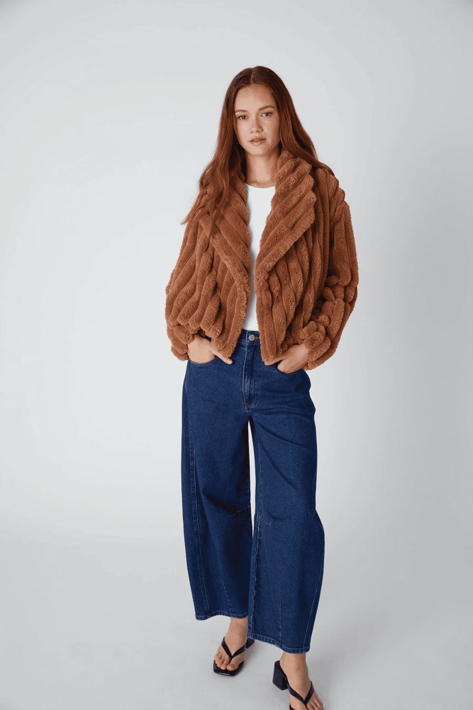 Faux Fur Cropped Jacket-Time Flies