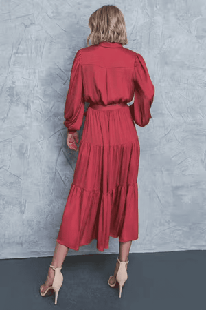 LS Midi Dress-Dark Rose