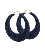 Faux Suede Wrapped Hoops-Navy