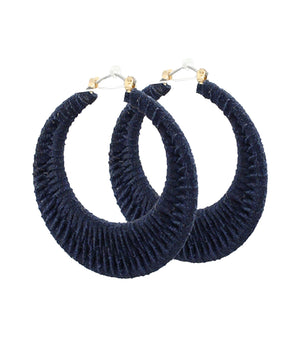Faux Suede Wrapped Hoops-Navy FINAL SALE