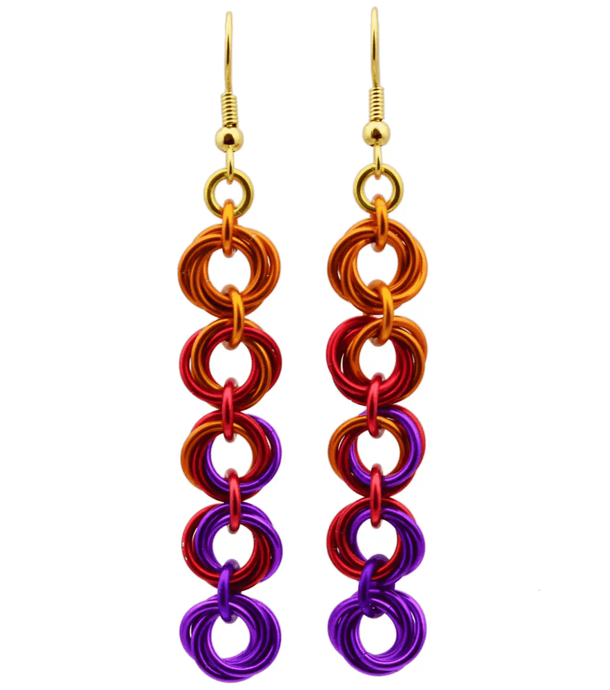 Knotted Metal 5 Knot Earrings-Sunset FINAL SALE