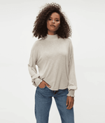 Lila Mock Neck Top-Oatmeal