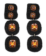 Boo Stone & Bead Earrings-Black/Orange FINAL SALE