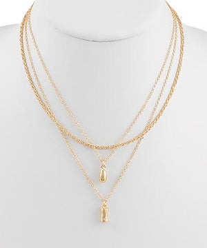 3 Layered Teardrop Pendant Necklace-Gold