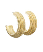 Snake Chain Textured Hoops- Gold