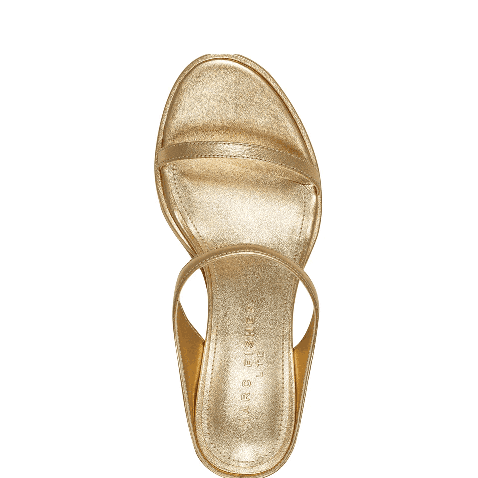 Alonde Heeled Slide Sandal-Gold Leather