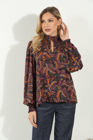 Smocked Neck Blouse - Albany