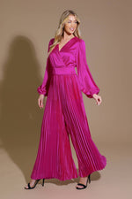 Solid Satin Jumpsuit- Fuchsia