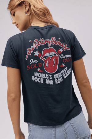 Rolling Stones 78 US Tour Ringer Tee- Vintage Black - Mia Moda