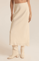 Europa Luxe Sheen Midi Skirt-Sea Salt