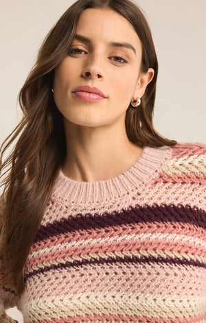 Asheville Stripe Sweater-Rosebud