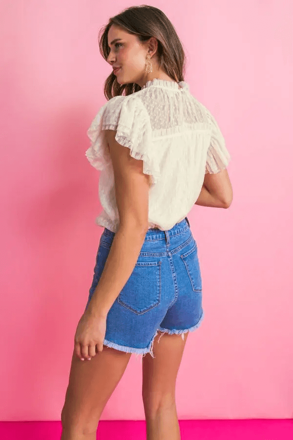 Textured Woven Lace Top-Cream