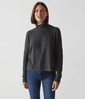 Frida Mock Neck Top-Charcoal