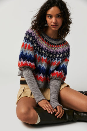 Home For The Holidays Sweater- Heather Grey Combo