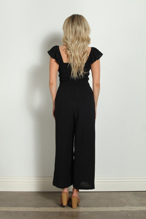 Smocked Jumpsuit-Black