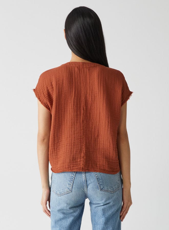Evie Faux Wrap Top-Toffee