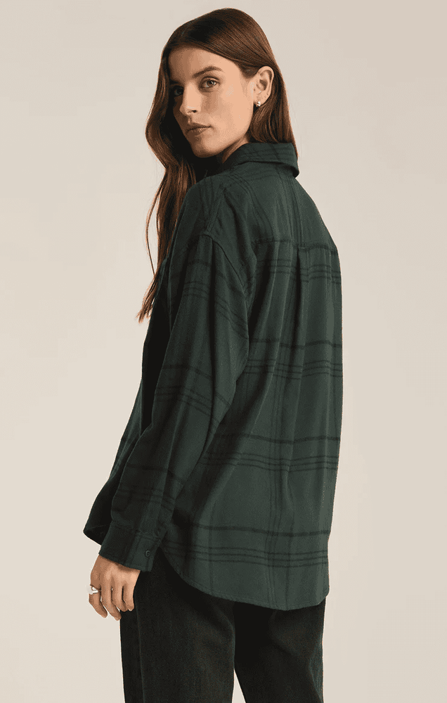 River Plaid Button Up-Cyprus Green