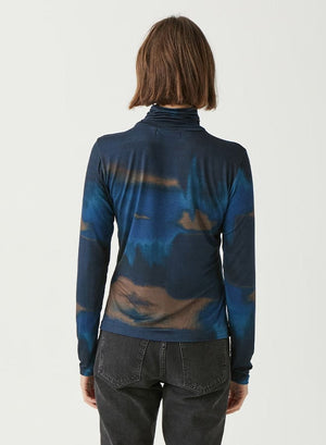 Clara Ruched Neck Turtleneck- Nocturnal Combo