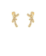 Pave Casting Bow Earrings-Gold