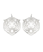 Tiger Filigree Dangle Earrings-Rhodium