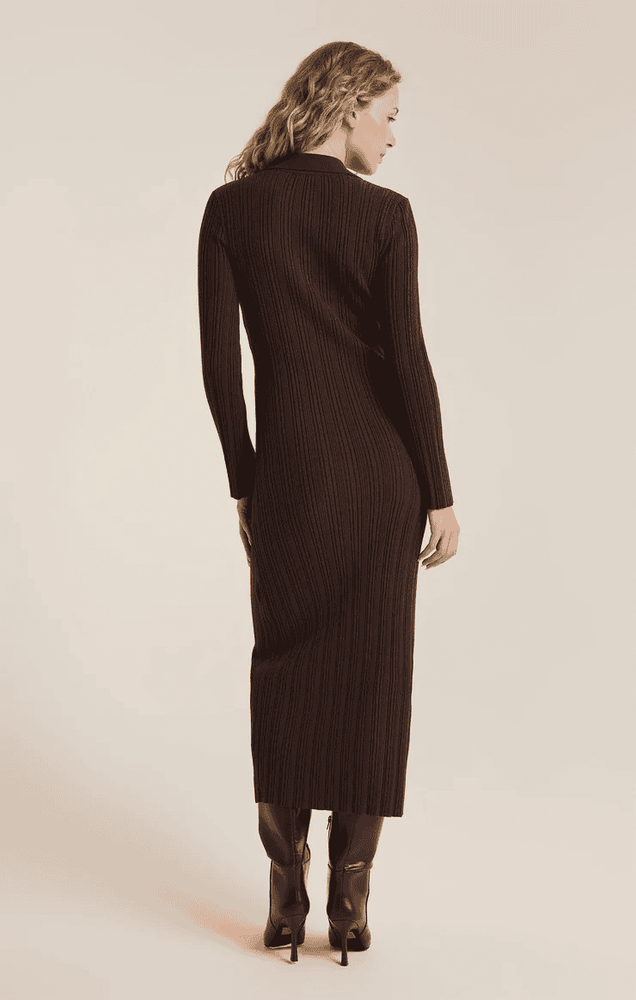 Danity Sweater Midi Dress-Coffee Bean