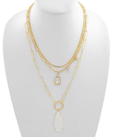 Triple Layered Multi Chain Necklace-Gold
