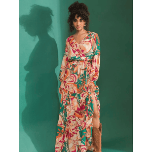 Printed Maxi Dress-Orange Multi
