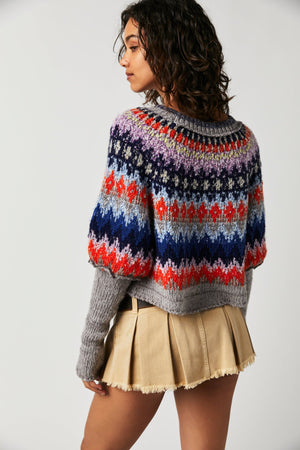 Home For The Holidays Sweater- Heather Grey Combo