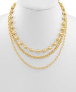 3 Layered Ball Chain Necklace-Gold